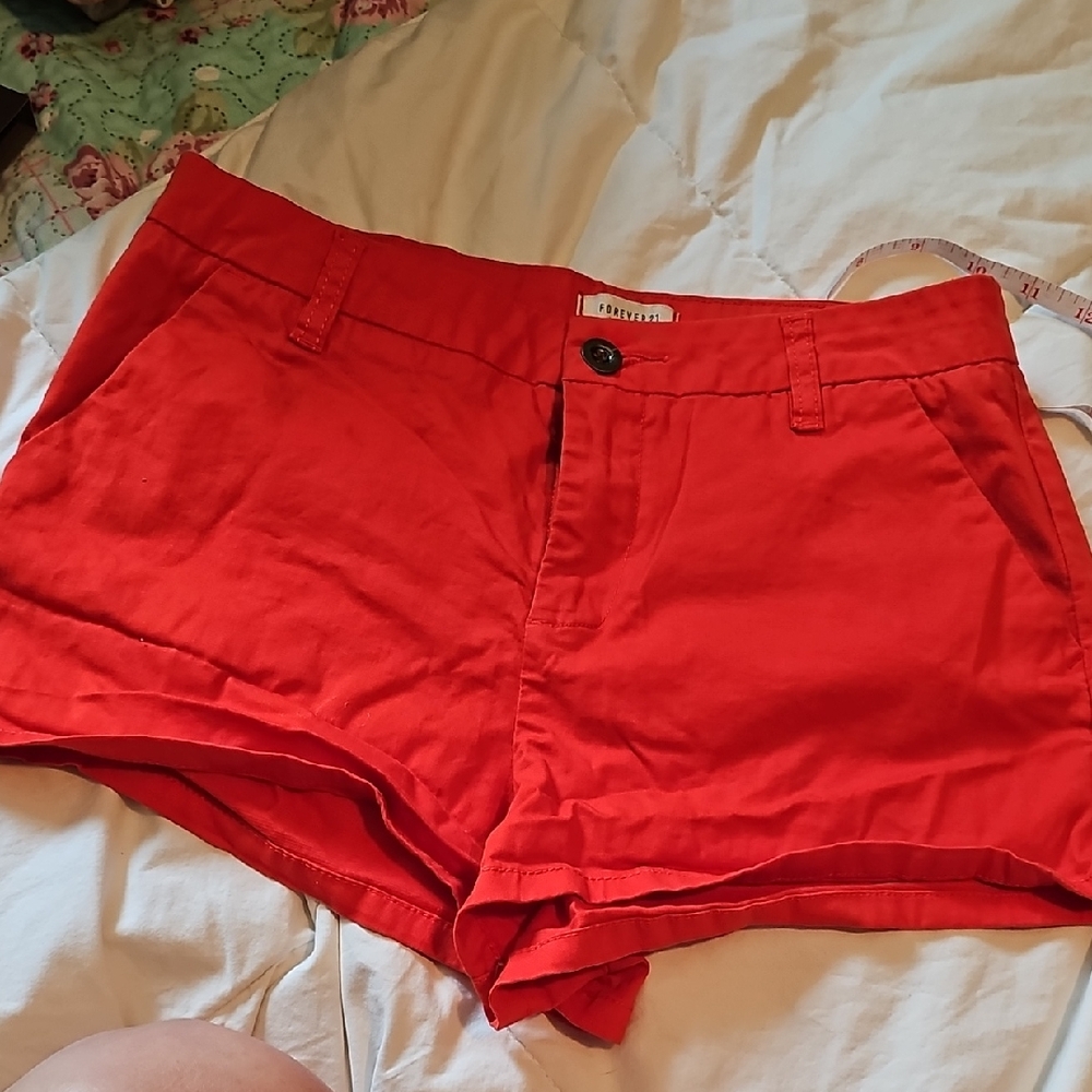 Forever 21 Vibrant Red High Waist Shorts
